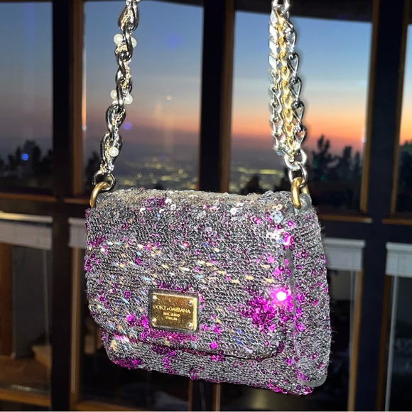 Dolce & Gabbana: Reversible Sequin Beaded Strap Miss Charles Mini Shoulder Bag - Picture 5 of 16
